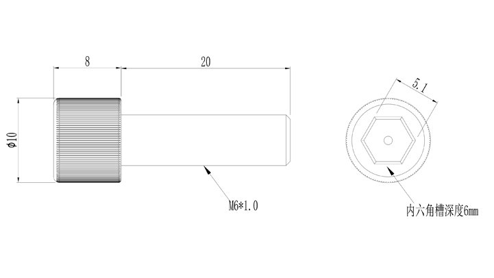 M6內(nèi)六角螺絲(加厚)尺寸