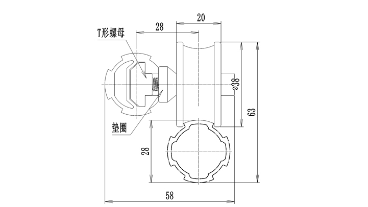 凹槽滾輪與T型滑塊3套件尺寸