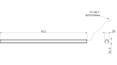 24V亮度可調三防燈模組(600)尺寸