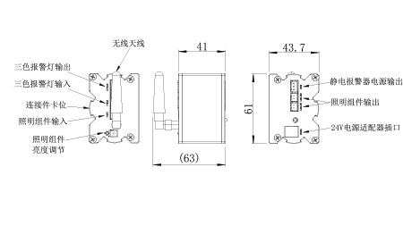 24V電源無線控制模塊(發射）尺寸